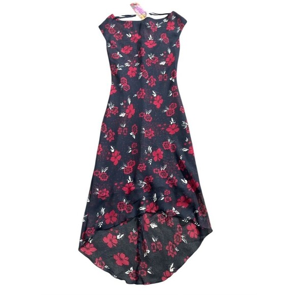 NWT Y2K VTG 90's Red Black Cowl Neck Whimsigoth Grunge Asymmetrical Slip Dress 3 - Picture 1 of 7